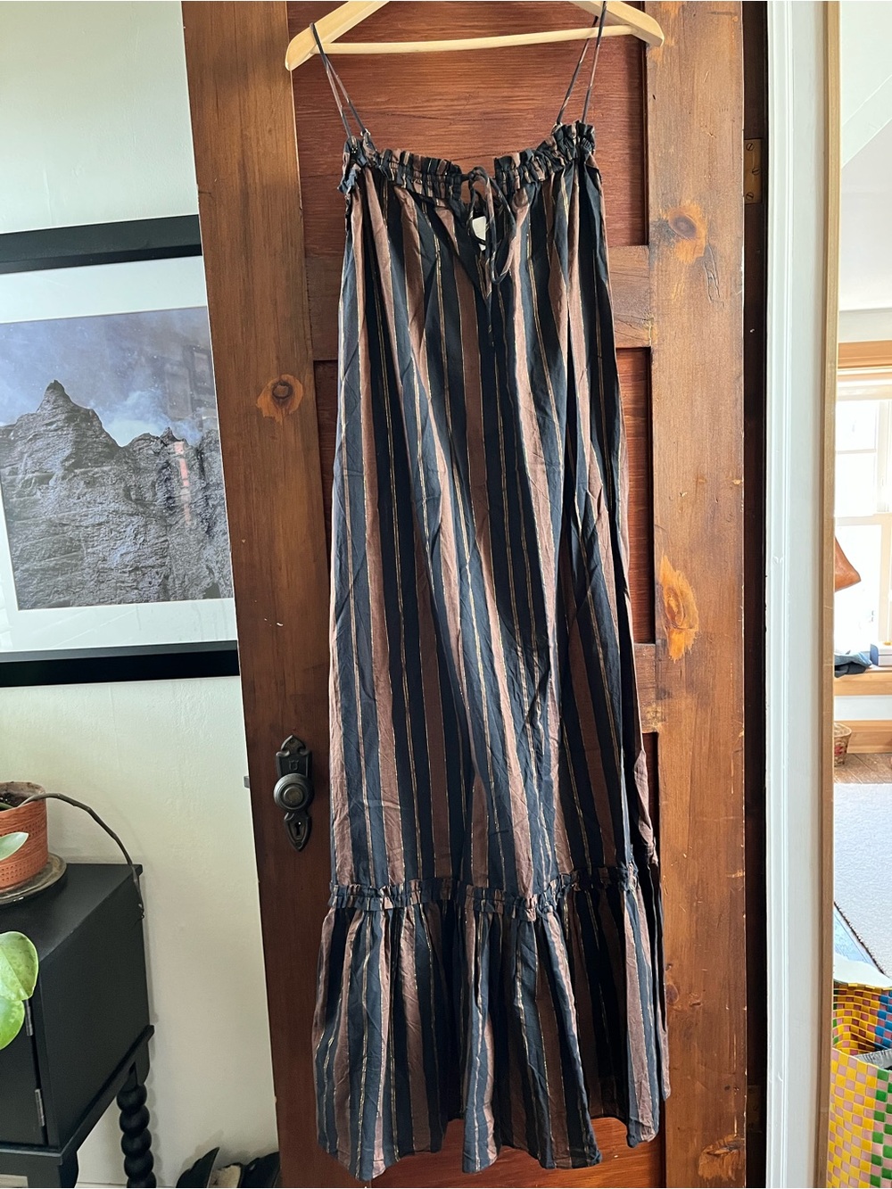 H&M Striped Black and Brown Maxi Dress / Swim Cover Up